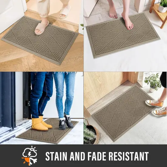 Sturdy Front Door Mat, Absorbent Muddy Dirt Resist Welcome Door Mats Outdoor Indoor, Stain and Fade Resistant, Non-Slip Rubber Backing Low Profile Doormat for Entryway, 30&times;17, Beige {5}