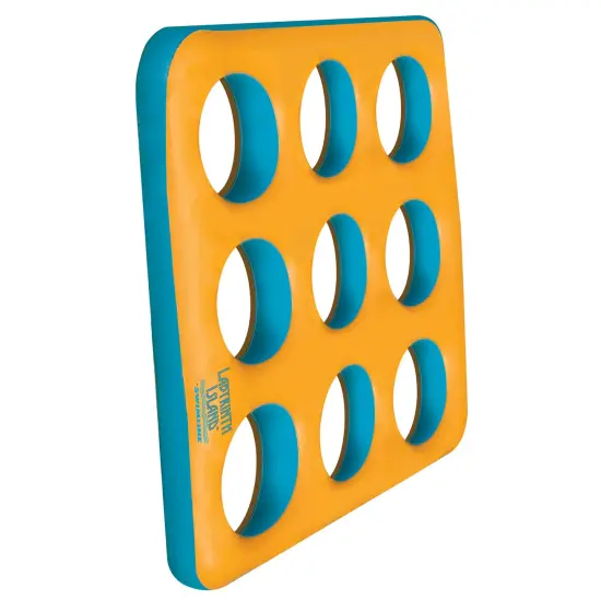 Swim Central 80" Yellow and Blue Inflatable Circular Pattern Island Square Pool Float Toy {4}