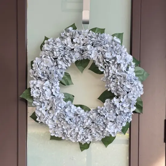 Capri Luxury Gray with blue shades Silk Hydrangea Wreath Flowers21'' UV Resistant, All-Season Beauty {1}