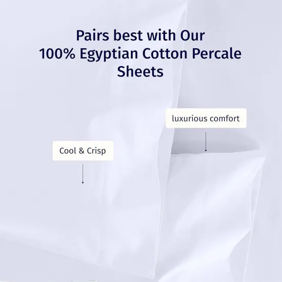 Luxury 100% Egyptian Cotton Pillow Cases King Size Set of 2 - Crisp Percale, Soft & Breathable Cotton Pillow Covers - White {4}