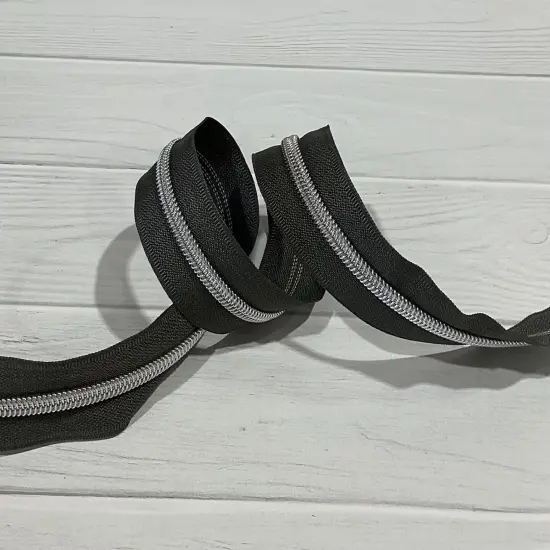 Slate Tape with Silver Zipper Tape {1}