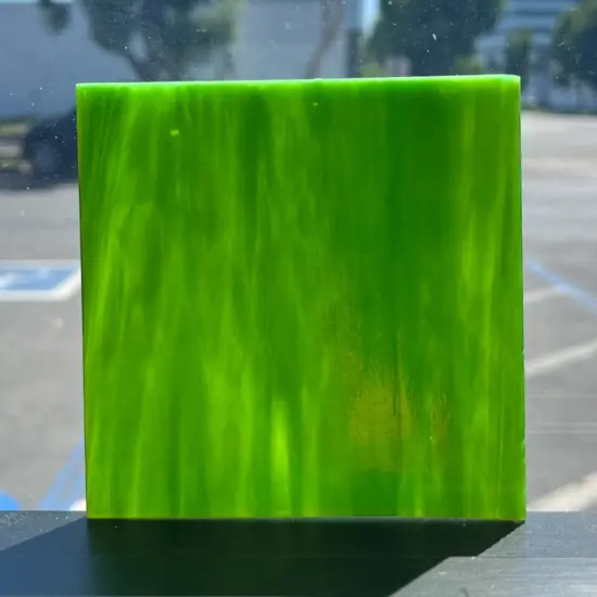 Wissmach COE 96-34 Olive Green Blue Prisma Fusible Glass Sheet {5}