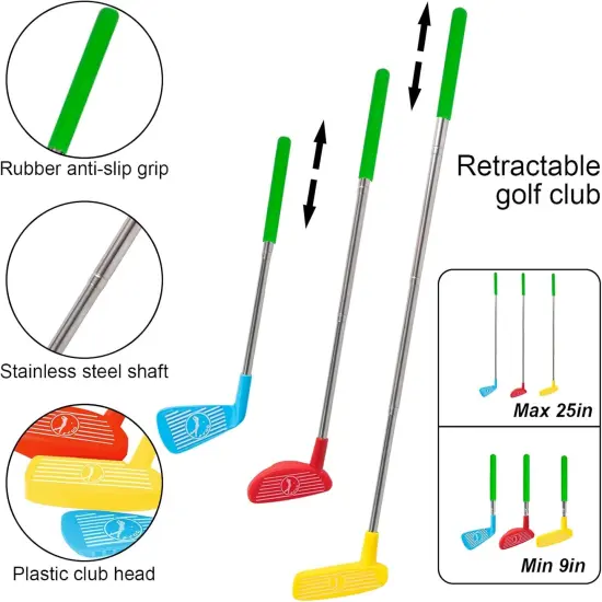 Golf Club Set, Retractable Toy Golf Clubs for Toddlers, Mini Golf Set for Children Age 3 4 5 Years Old {1}