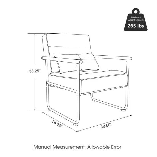 33.25"H Mid-Century Modern Beige Fabric Accent Arm Chair with Metal Frame Set of 2-Beige {6}