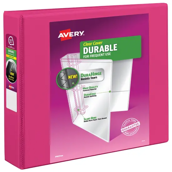 Avery Durable View 3 Ring Binder, 1.5" Slant Rings, 1 Pink Binder (17833) {1}