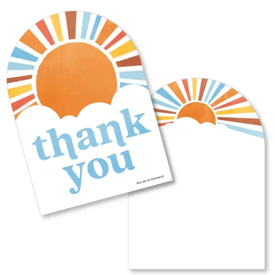Big Dot of Happiness Retro Sunshine Thank You Cards, Here Comes The Son Party Theme, Boho Baby Shower Gratitude Letters with Envelopes - Set of 12 {1}