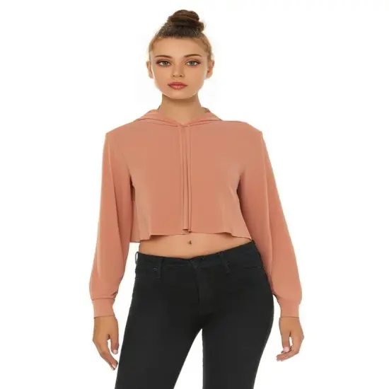 Bella + Canvas&reg; Women&rsquo;s Cropped Hooded Long Sleeve Top Solid White Triblend {8}