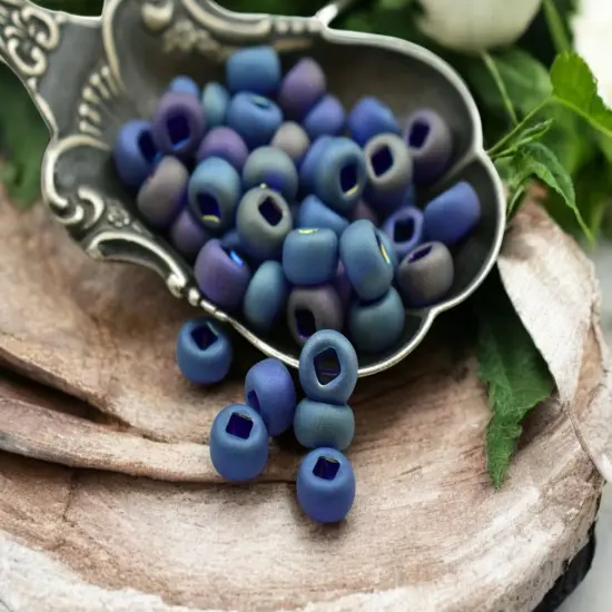 50G Transparent Matte Dk Blue AB Czech 2/0 Seed Beads {3}