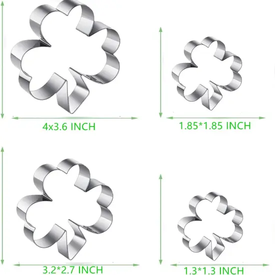 4-Piece Clover Cookie Cutter Set - Patrick's Day Shamrock 4p-clover {5}