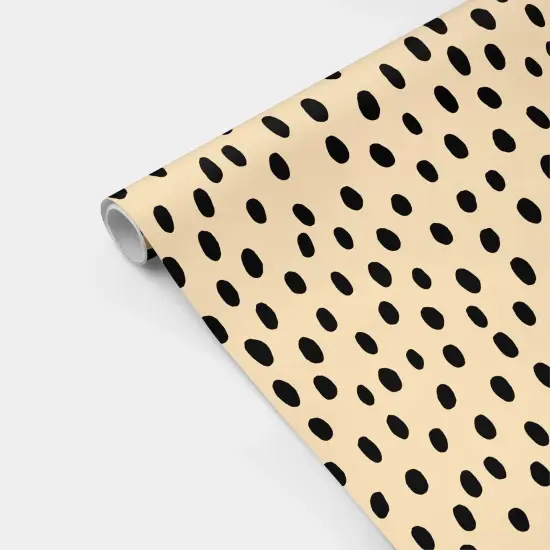 Peach and Black Hand-drawn Polka Dots {4}