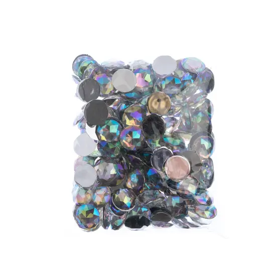 John Bead 16mm Round Acrylic Flat Back Rhinestones, 200pcs Crystal AB {4}