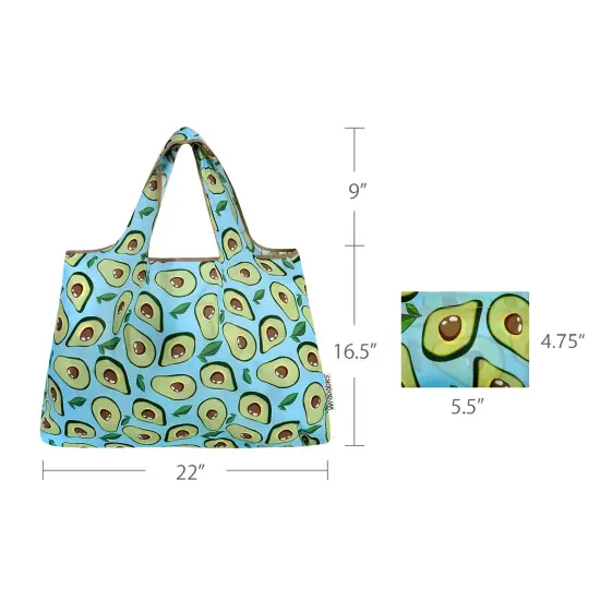 Wrapables Large Foldable Tote Nylon Reusable Grocery Bags, Avocado {2}