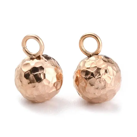 *25* 6mm Plated 304 Stainless Steel Hammered Ball Charms - Choose Your Color Silver (3381) {7}