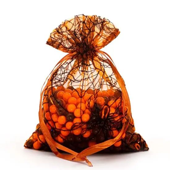 Festive Spider Web Fabric Bags 4&rdquo; x 6&rdquo; for Parties {2}