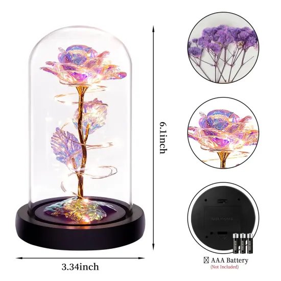 Birthday Gifts for Women,Mothers Day Flowers Gifts for Mom,Wife,Grandma,Mom Gifts for Her,Light Up Rose Flowers in Glass Dome,Colorful Rainbow Flower Rose Presents for Birthday,Anniversary,Valentines {3}