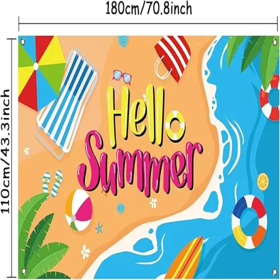 Beach Backdrop Decorations Hawaiian Pool Party Banner Pool Surfboard Background for Birthday Summer Themed Party Supplies Favors Colorful {3}