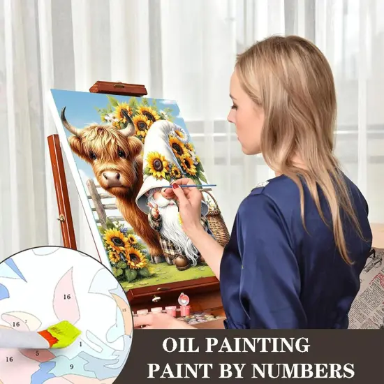 Paint by Numbers for Adults Gnomes-Highland Cow Paint by Number (16x20inch) {5}