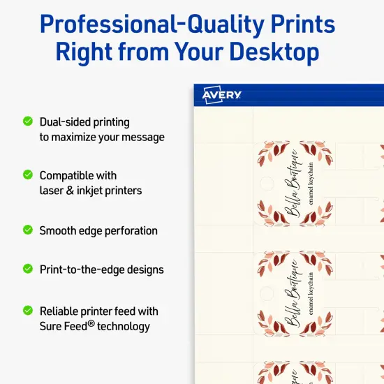 Avery Printable Rounded Rectangle Slot Tags, Sure Feed Technology, 1-1/2" x 2-1/2", Matte Ivory Cardstock, Print-to-The-Edge, Laser/Inkjet Printable, 100 Total {8}