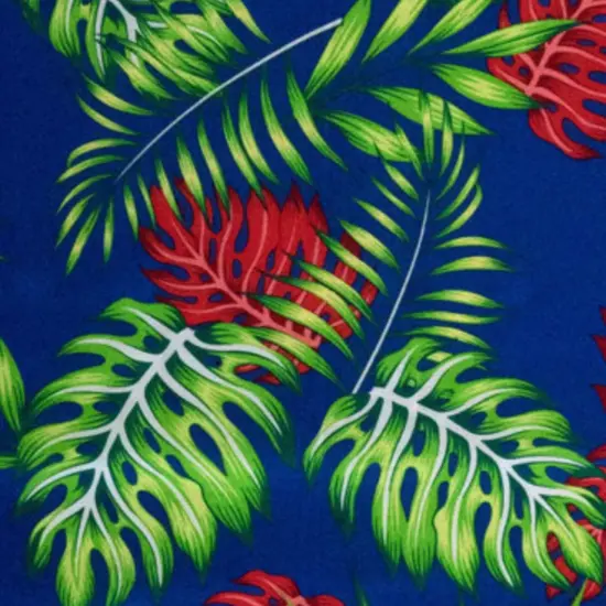 1 Yard Monstera & Split Leaves Rayon Poplin Fabric 44/45" Wide Navy {6}