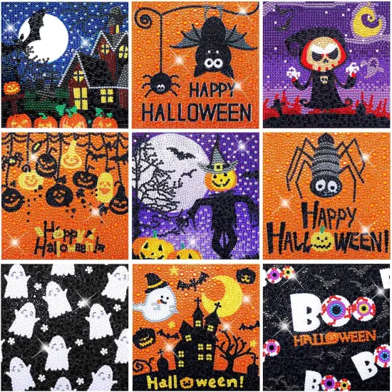 9 Pieces Halloween 5D Diamond Painting Kits {1}