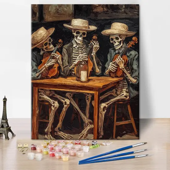 Skeletons Playing Violin Paint by Numbers - 16 x20 Inch (Skull) {1}