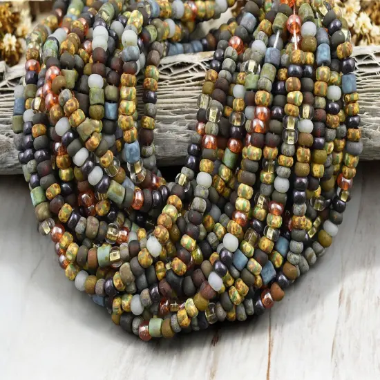 6/0 Aged Matte Fuji Picasso Tube Mix Seed Beads (20" Strand) {1}