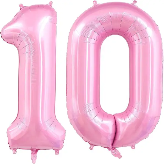 Pastel Pink 10 Balloon Number,40 Inch Light Pink 10 Balloons Large {1}