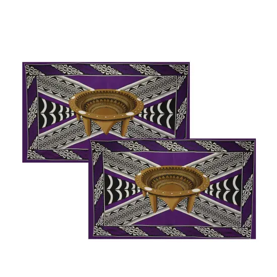 Kingdom of Tonga Kava Bowl All Around Border Crossing pattern Polyester Sarong 72" L x 45" W Navy {7}