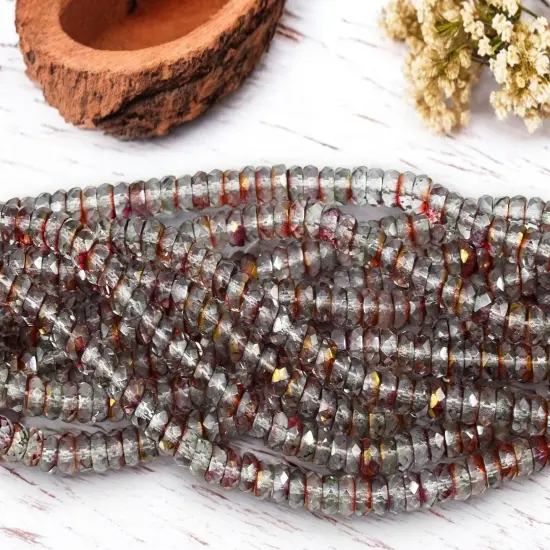 *50* 4x6mm Crystal Rainbow Luster Fire Polished Heishi Rondelle Beads {2}