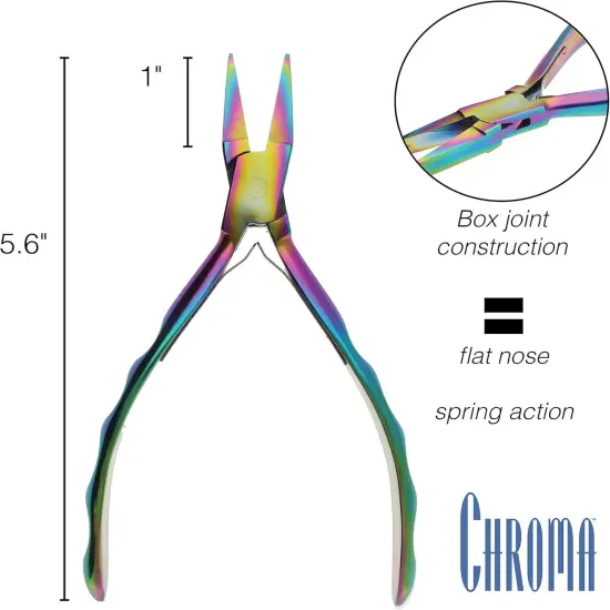 The Beadsmith Chroma Series Flat Nose Pliers, 5.5" (140mm) with Hardened Stainless-steel Head, Rainbow Titanium Coating, Contoured Comfort Grip Handle and Double-leaf Spring, Tool for Jewelry Making {4}