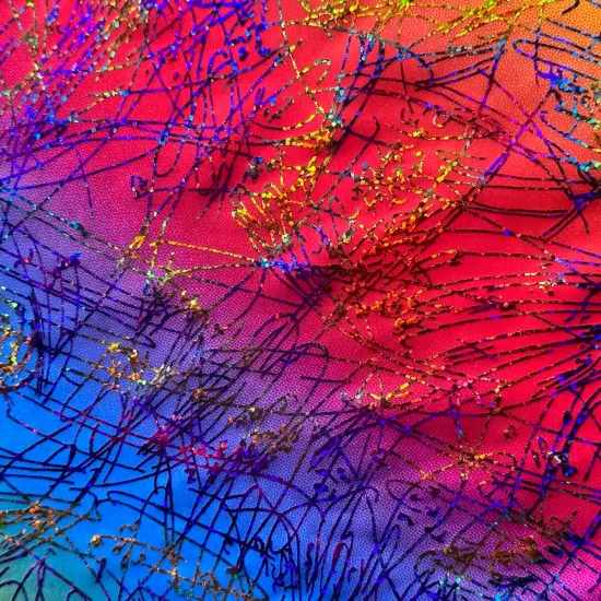 1 Yard Hologram Multi Dancing Splash Polyester Spandex Fabric 56/57 Inch Width Brown {3}