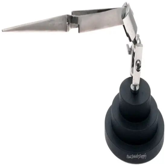 Third Hand Tool with Round Cast Iron Base &ndash; Includes 4x Magnifying Glass, Tweezer & Adjustable Alligator Clips, Hands-Free Stand for Soldering, Jewelry Making, Crafts & Repairs {1}