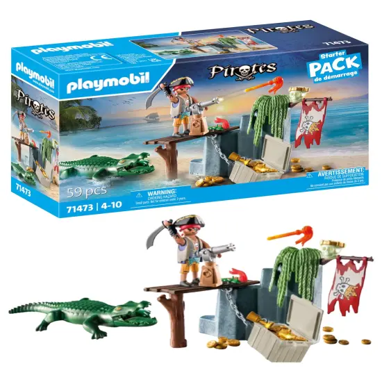 PLAYMOBIL Starter Pack 71473 Pirate with Alligator from 4 Years, Einheitsgr&ouml;&szlig;e {1}