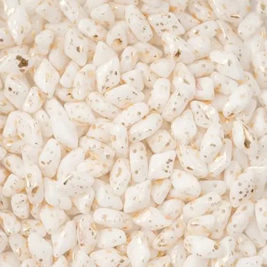 Matubo 2-Hole Czech Glass Gold Splash Gemduo Beads, 50g Chalk White {1}