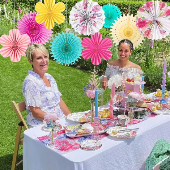 Summer Paper Flowers Decorations for Wall Tea Party Decoration Paper Fans Classroom Decoration Paper Floral Backdrop Decor Paper Fans Decoration Flower Wall Decor {3}