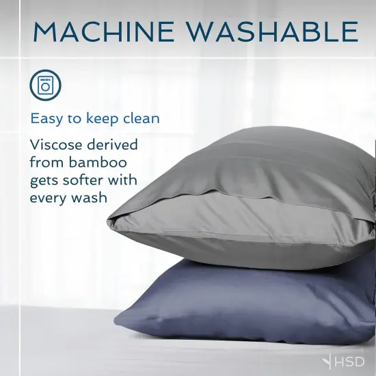 King Size Pillowcases 2 Pack, 20x40 Inch, Cooling, Breathable Pillow Cases, 100% Viscose Derived from Bamboo Pillow Covers, Silky Soft for Hair & Skin, Elegant Bedroom, Dark Gray {4}