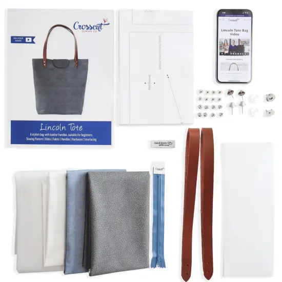 Crosscut Sewing Co.&reg; Lincoln Tote Sewing Kit - Beginner Sewing Project Kit Waved gray {2}