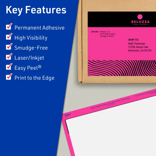 Avery Neon Magenta Paper Labels, 4.75" x 7.75" Rectangle {2}