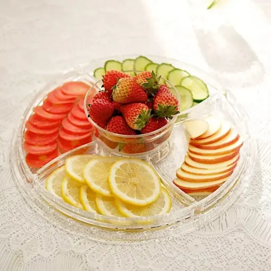 12-Inch Clear Acrylic CAKE STAND Dome 6 in 1 MULTIFUNCTIONAL SERVING PLATTER {1}