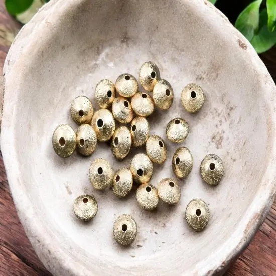 *25* 7x5mm 14k Gold Plated Textured Rondelle Spacer Beads {2}