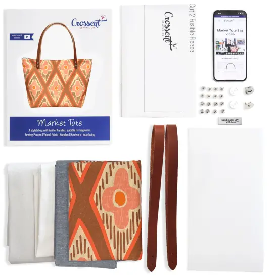 Crosscut Sewing Co.&reg; Market Tote Bag Sewing Project Kit for Beginners with Fabric, Instructions and Video Pacific {3}