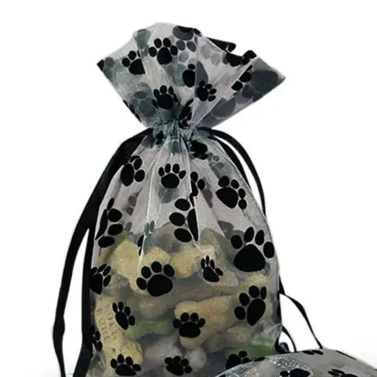 Paw Print Organza Bag 4" x 6" Stylish and Practical {2}