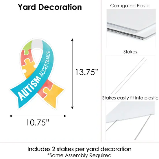 Big Dot of Happiness Autism Acceptance Outdoor Lawn Sign - Awareness Ribbon Small Yard Sign - 1 Piece {6}