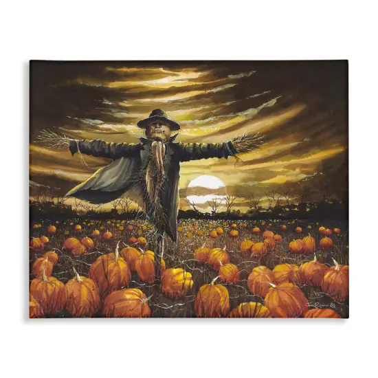 Stupell Industries Scarecrow in Pumpkin Field Canvas Wall Art Design by John Rossini {1}