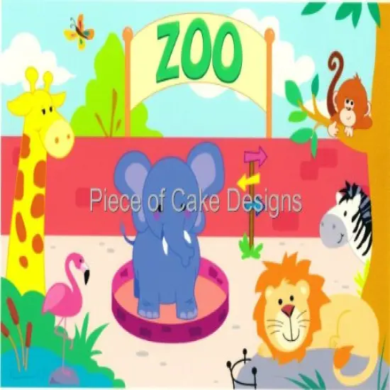 1/4 Sheet ~ Little Zoo Animals Birthday ~ Edible Cake/Cupcake Topper!!! {1}