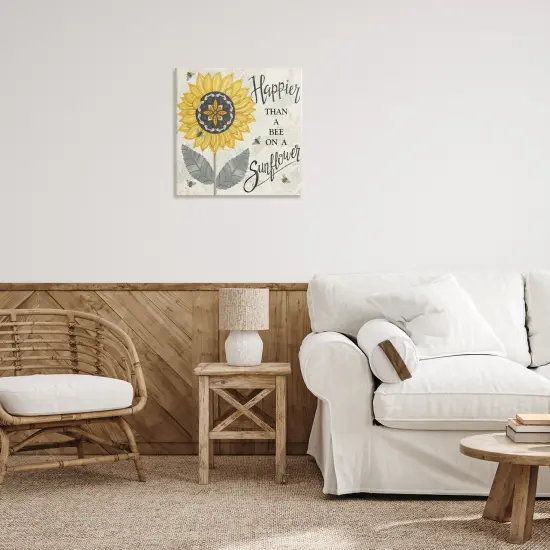 Stupell Industries Happier Than Bee & Sunflower Canvas Wall Art Design by Deb Strain {2}