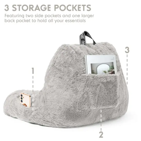 Nestl Fur Reading Pillow Light Grey {3}