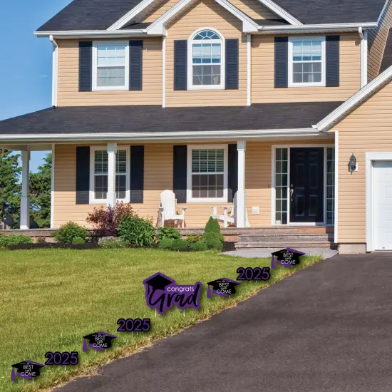 Big Dot of Happiness Purple Grad Class of 2025 Outdoor Decorations - Graduation Yard Signs - Set of 8 {3}