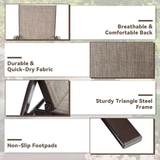 2 Pieces Patio Outdoor Dining Chairs with Powder Coated Steel Frame Grey {6}