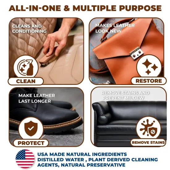European Leather Care Leather Spot Cleaner - Car Leather Cleaner and Conditioner for Leather Couch Cleaner, Furniture, Car Seat, Shoes, Boots, Purse - Natural Ingredient Leather Shoe Cleaner USA {4}
